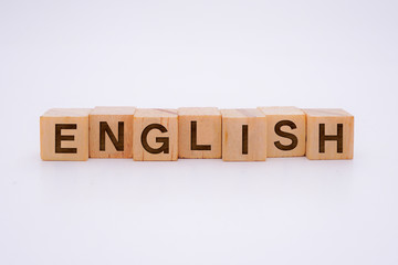 ENGLISH Word Written In Wooden Cube