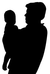 father and daughter together, silhouette vector