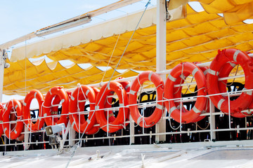 Orange Lifebuoys on board