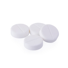 Paracetamol medicine tablets isolated on white background