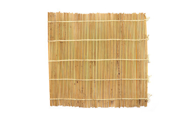 brown bamboo Mat, bamboo Sushi Rolling isolated on white background