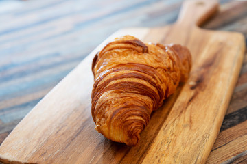 fresh croissant on table ,Delicious!