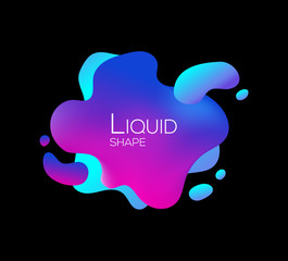 Abstract flowing liquid elements, colorful forms, dynamic geometric shapes, gradient waves, vector banner on black