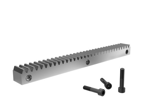 Complete rack for mounting sliding gates. Rack and pinion gear mechanism. 3D rendering