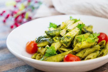 penne with chicken sauce Pesto