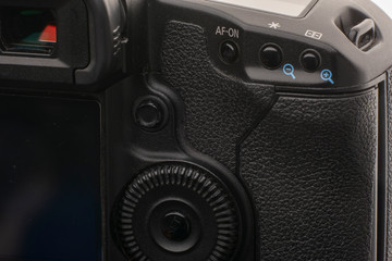 Close up of a modern, digital camera.