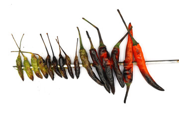 grilled Chilli prepare cooking isolated on white background