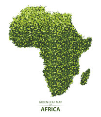 Green leaf map of africa vector illustration of a forest is concept - obrazy, fototapety, plakaty