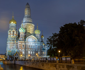 Fototapeta premium Church of the Savior on Spilled Blood in evening, Russia
