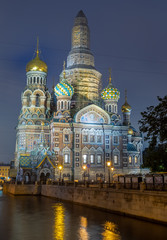 Church of the Savior on Spilled Blood in evening, Russia