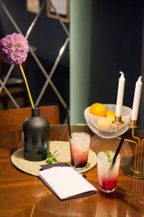 Romantic coctails for two