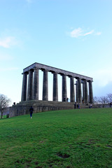 Fototapeta na wymiar The unfinished National Monument of Scotland, built to commemorate the soldiers of the Napoleonic Wars on Calton Hill, Edinburgh, UK.