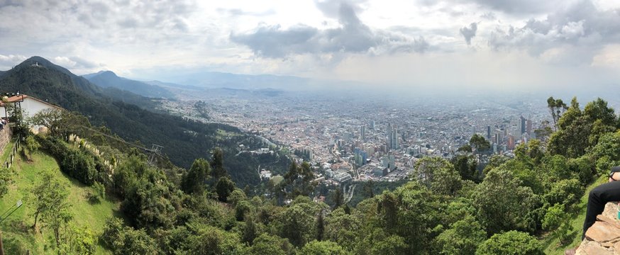 Panoramic view across Bogotá from Mount Monserrate, Colombia