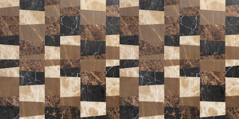 Brown marbling natural stone tile texture background. Decorative wall coverings tile.