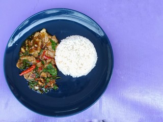 rice with meat and basil