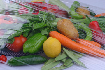 Organic, Raw vegetables and fruits background.Healthy organic food concept