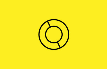 yellow black line alphabet letter O logo company icon design