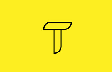 yellow black line alphabet letter T logo company icon design