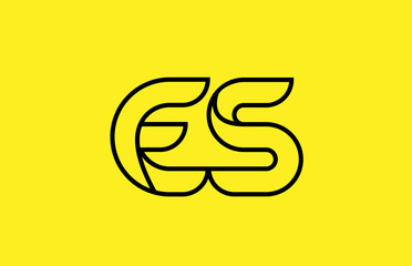 yellow black line alphabet letter ES E S logo combination company icon design