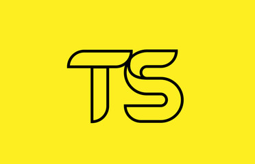 yellow black line alphabet letter TS T S logo combination company icon design