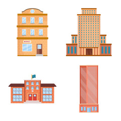 Vector design of facade and building icon. Collection of facade and exterior  vector icon for stock.
