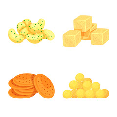 Vector illustration of food and crunchy symbol. Collection of food and flavor vector icon for stock.