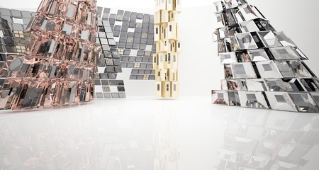 Abstract  concrete and coquina parametric interior . 3D illustration and rendering.