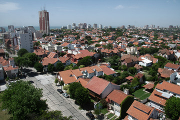 Fototapeta premium Panoramic view of a residential area by the sea. Mar del Plata, Buenos Aires, Argentina.