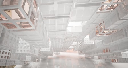 Abstract  concrete and coquina parametric interior . 3D illustration and rendering.