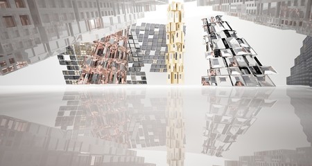 Abstract  concrete and coquina parametric interior . 3D illustration and rendering.