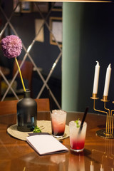 Romantic coctails for two