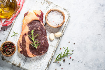 Black angus prime meat - ribeye beef steak.