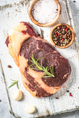 Black angus prime meat - ribeye beef steak.