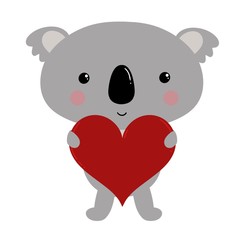 A Cute Koala Bear Holding a Love Heart with Space to Add Your Text