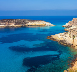 Fototapeta na wymiar View of the Rabbits Beach or Conigli island, Lampedusa