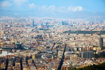 Fototapeta na wymiar Historical neighbourhoods of Barcelona, view above