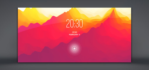 Obraz premium Modern lock screen for mobile apps. Abstract background with trendy gradients. Can be used for advertising, marketing, presentation. Vector illustration.
