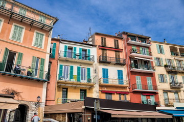 Farbige Häuser in Villefranche sur Mer, Frankreich