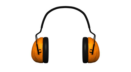 Soundproof work headphones for construction sites and industry, safety device at work, 3d rendering