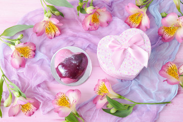 heart-shaped cake