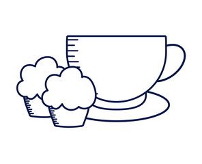 delicious sweet cupcake with cup and dish