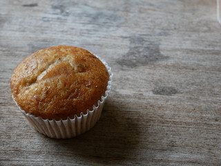 muffins on wooden table,homemade sweet cake