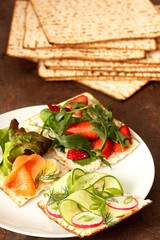 Jewish matza on Passover .Jewish matzo sandwich 