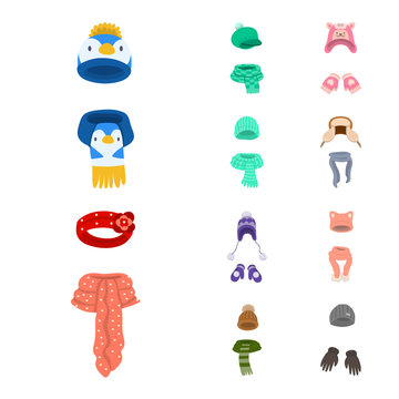 Vector illustration of headwear  and fashion  icon. Set of headwear  and cold stock symbol for web.