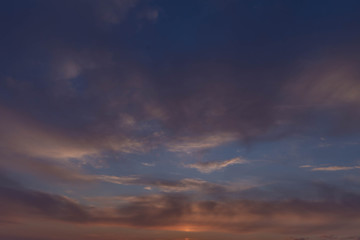 clouds in the sunset sky in mid-March