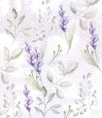 Lavender pattern Vector watercolor. Provence flowers delicate texture or fabrics