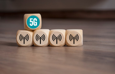 Würfel mit Netzabdeckung Bandbreite 5G 