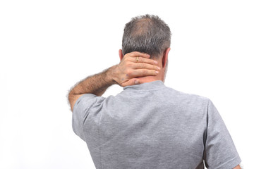 Fototapeta premium man with pain on nape on white background