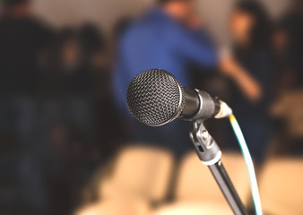 Close-up microphone in conference room