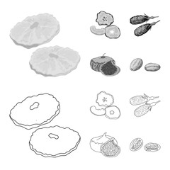 Vector design of food  and raw  icon. Set of food  and nature   stock symbol for web.